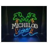 Michelob Light Double Palm Tree 4 Color Neon Sign