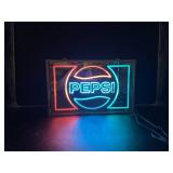 Vintage Pepsi-Cola Mirror Glass Faux Neon Light Up Sign  (NOT NEON)