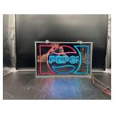 Vintage Pepsi-Cola Mirror Glass Faux Neon Light Up Sign  (NOT NEON)