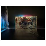 Vintage Pepsi-Cola Mirror Glass Faux Neon Light Up Sign  (NOT NEON)