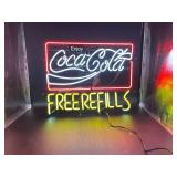 Coca-Cola Free Refills Neon Sign