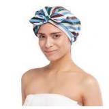 Set of 3 Room Essentials OSFM Neapolitan Striped Turban Style Shower Cap