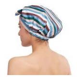Set of 3 Room Essentials OSFM Neapolitan Striped Turban Style Shower Cap