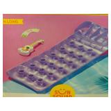 Pocket Lounge - Sun Squad™: Inflatable Pool Float with 18 Pockets, Coil-Beam, Air Pillow, 220lb Capacity-Purple-Distressed Packaging