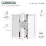 Glacier Bay 30-3/16 in. W x 29 in. H Framed Surface-Mount Tri-View Bathroom Medicine Cabinet with Mirror, White