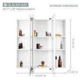 Glacier Bay 30-3/16 in. W x 29 in. H Framed Surface-Mount Tri-View Bathroom Medicine Cabinet with Mirror, White