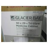 Glacier Bay 30-3/16 in. W x 29 in. H Framed Surface-Mount Tri-View Bathroom Medicine Cabinet with Mirror, White