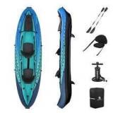 Tobin Sports Wavebreak Inflatable 2-Person Kayak Set, Removable Seats-Blue