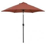 Astella 9 ft. Aluminum Market Patio Umbrella with Fiberglass Ribs, Crank Lift and Push-Button Tilt in Brick Polyester-Brick