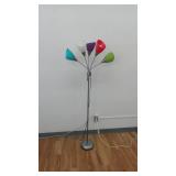 Mainstays 5 Light Floor Lamp, Silver Color with Multi Color Shades