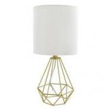Project 62 Entenza Diamond Wire Table Lamp Gold Base with White Shade
