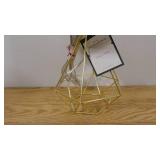 Project 62 Entenza Diamond Wire Table Lamp Gold Base with White Shade