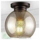 atlas 7.75" metal/glass led flush mount