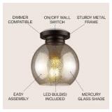 atlas 7.75" metal/glass led flush mount