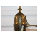 Antique Brass Engraved Ewer with Floral Patterns