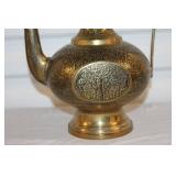 Antique Brass Engraved Ewer with Floral Patterns