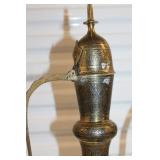 Antique Brass Engraved Ewer with Floral Patterns
