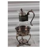 Vintage Silver-Plated Coffee Pot with Glass Carafe and Warmer Stand