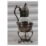 Vintage Silver-Plated Coffee Pot with Glass Carafe and Warmer Stand