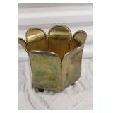 Vintage Brass Planter with Scalloped Edges