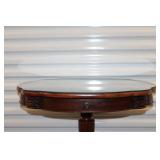 Vintage Wooden Side Table with Glass Top