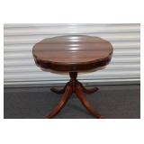 Vintage Wooden Side Table with Glass Top