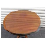 Vintage Wooden Side Table with Glass Top