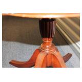 Vintage Wooden Side Table with Glass Top
