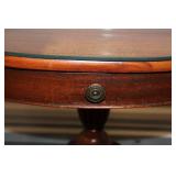 Vintage Wooden Side Table with Glass Top