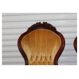 Pair of Antique Victorian Style Armchairs with Carved Wood Details