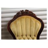 Pair of Antique Victorian Style Armchairs with Carved Wood Details