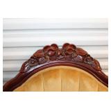Pair of Antique Victorian Style Armchairs with Carved Wood Details