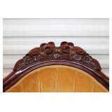 Pair of Antique Victorian Style Armchairs with Carved Wood Details