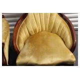 Pair of Antique Victorian Style Armchairs with Carved Wood Details