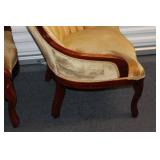 Pair of Antique Victorian Style Armchairs with Carved Wood Details