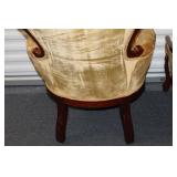 Pair of Antique Victorian Style Armchairs with Carved Wood Details