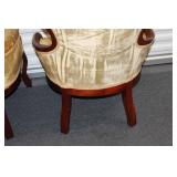 Pair of Antique Victorian Style Armchairs with Carved Wood Details