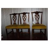 Vintage Wooden Dining Table with Two Extension Leaves and Assorted Chairs