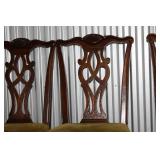 Vintage Wooden Dining Table with Two Extension Leaves and Assorted Chairs