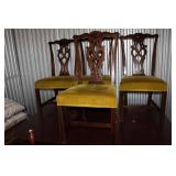 Vintage Wooden Dining Table with Two Extension Leaves and Assorted Chairs