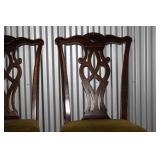 Vintage Wooden Dining Table with Two Extension Leaves and Assorted Chairs