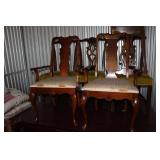Vintage Wooden Dining Table with Two Extension Leaves and Assorted Chairs