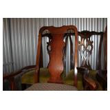 Vintage Wooden Dining Table with Two Extension Leaves and Assorted Chairs