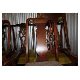 Vintage Wooden Dining Table with Two Extension Leaves and Assorted Chairs