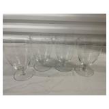 Lot of 4 Etched Crystal Water Glasses
