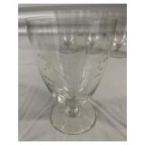 Lot of 4 Etched Crystal Water Glasses