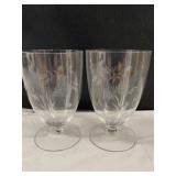 Lot of 4 Etched Crystal Water Glasses