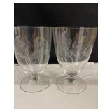 Lot of 4 Etched Crystal Water Glasses