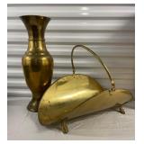 Brass Vase and Fireplace Log Holder