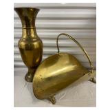 Brass Vase and Fireplace Log Holder